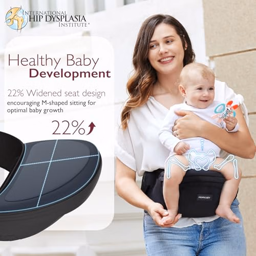 Momcozy Hip Seat Baby Carrier Black, Medium thumbnail 3