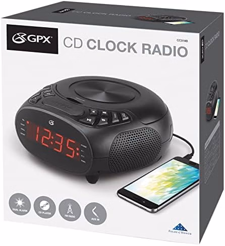 GPX Dual Alarm CD Clock Radio CC318B Top Load Black thumbnail 4
