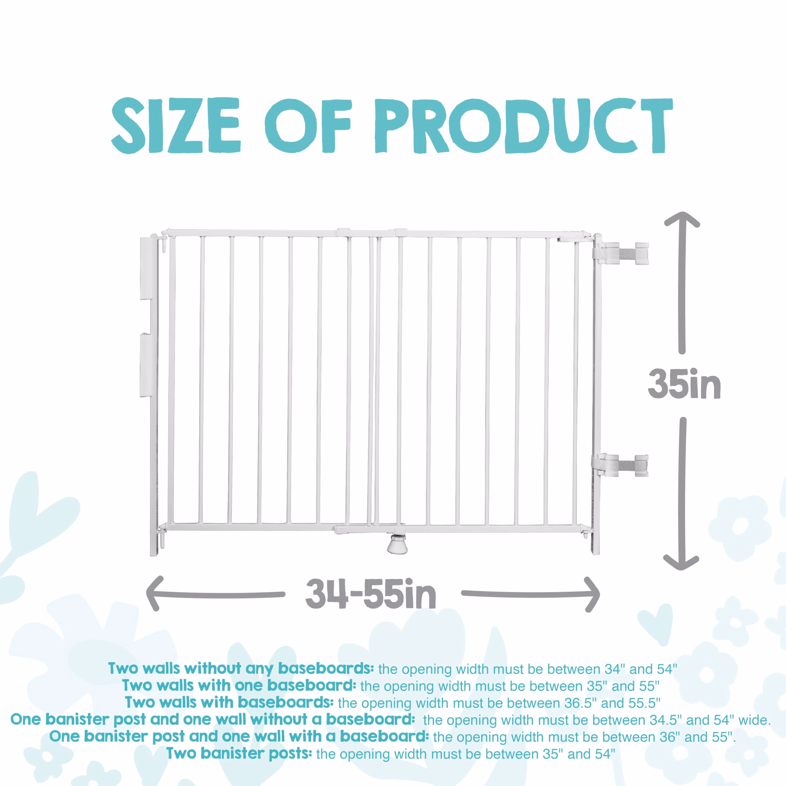 Regalo Safety 35" Extra Tall Baby Gate for Stairs Pets 1235 DS White thumbnail 3