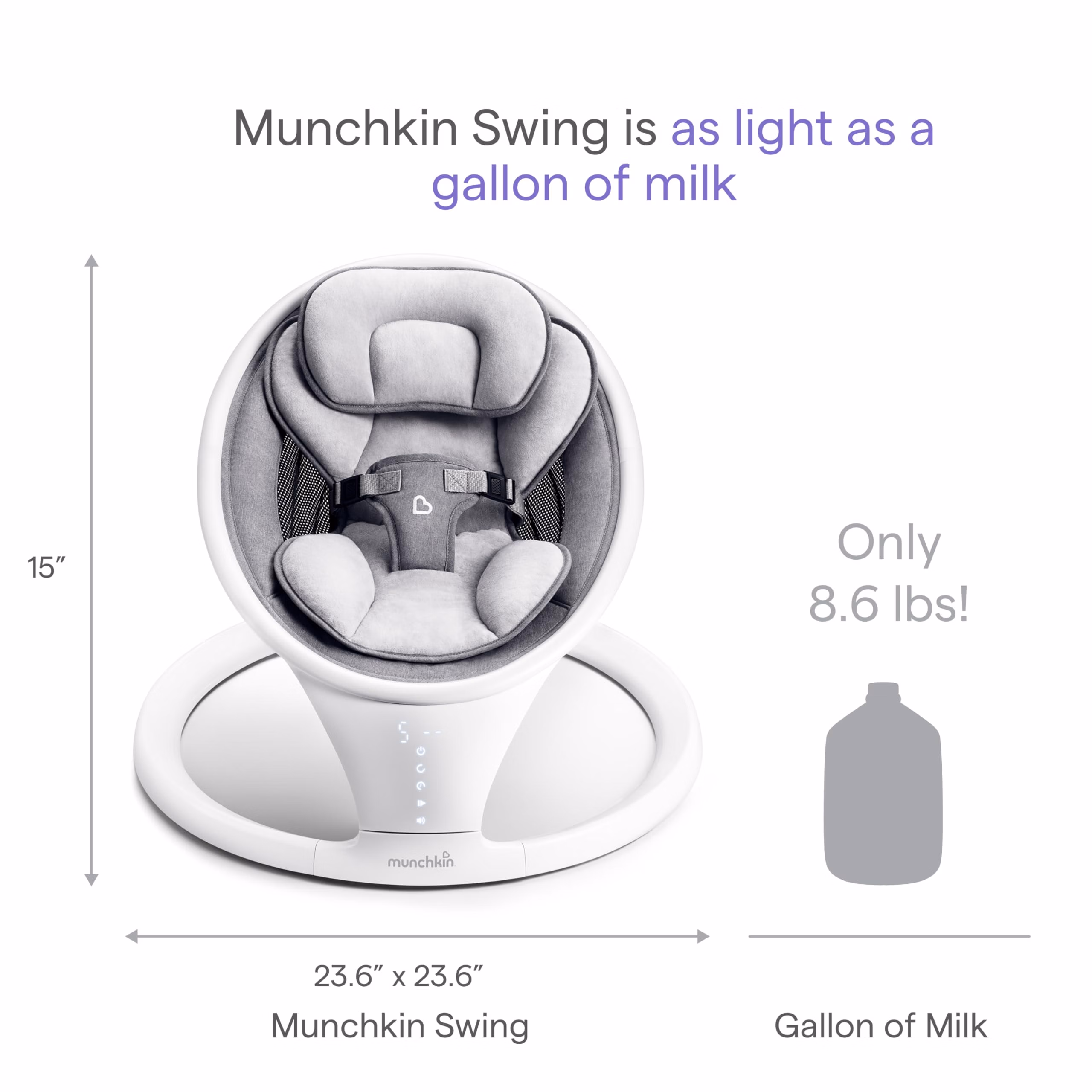 Munchkin Electric Baby Swing 21330 White/Grey Portable and Lightweight thumbnail 4