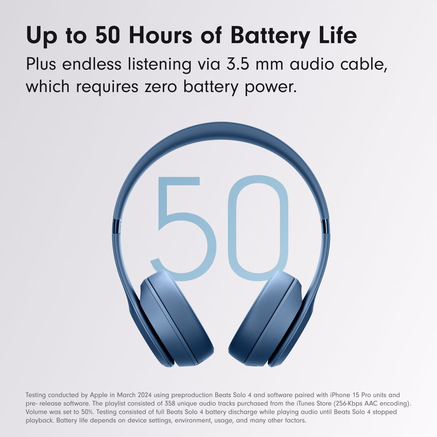 Beats Solo 4 - Wireless On-Ear Bluetooth Headphones, Up to 50-Hour Battery Life, Ultra-Lightweight Comfort, Powerful and Balanced Sound, Apple & Android Compatible - Slate Blue thumbnail 5