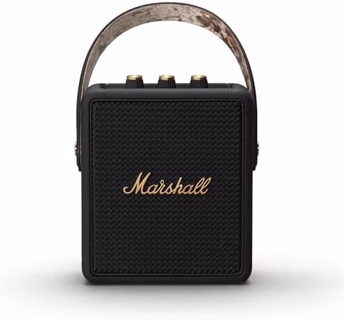 Marshall Stockwell II Portable Bluetooth Speaker Black and Brass thumbnail 1