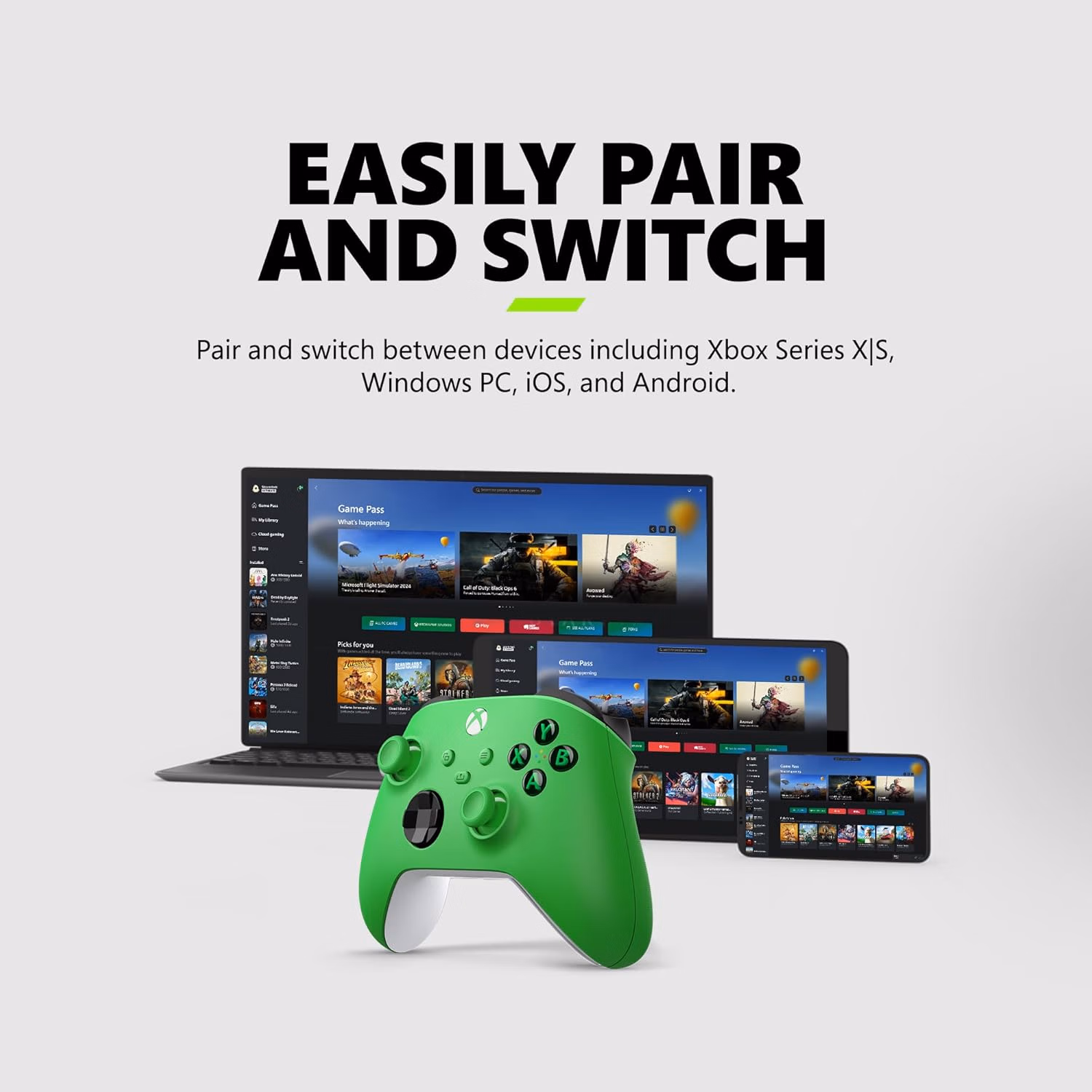 Xbox Wireless Gaming Controller 2025 FireTV Sticks Velocity Green thumbnail 4