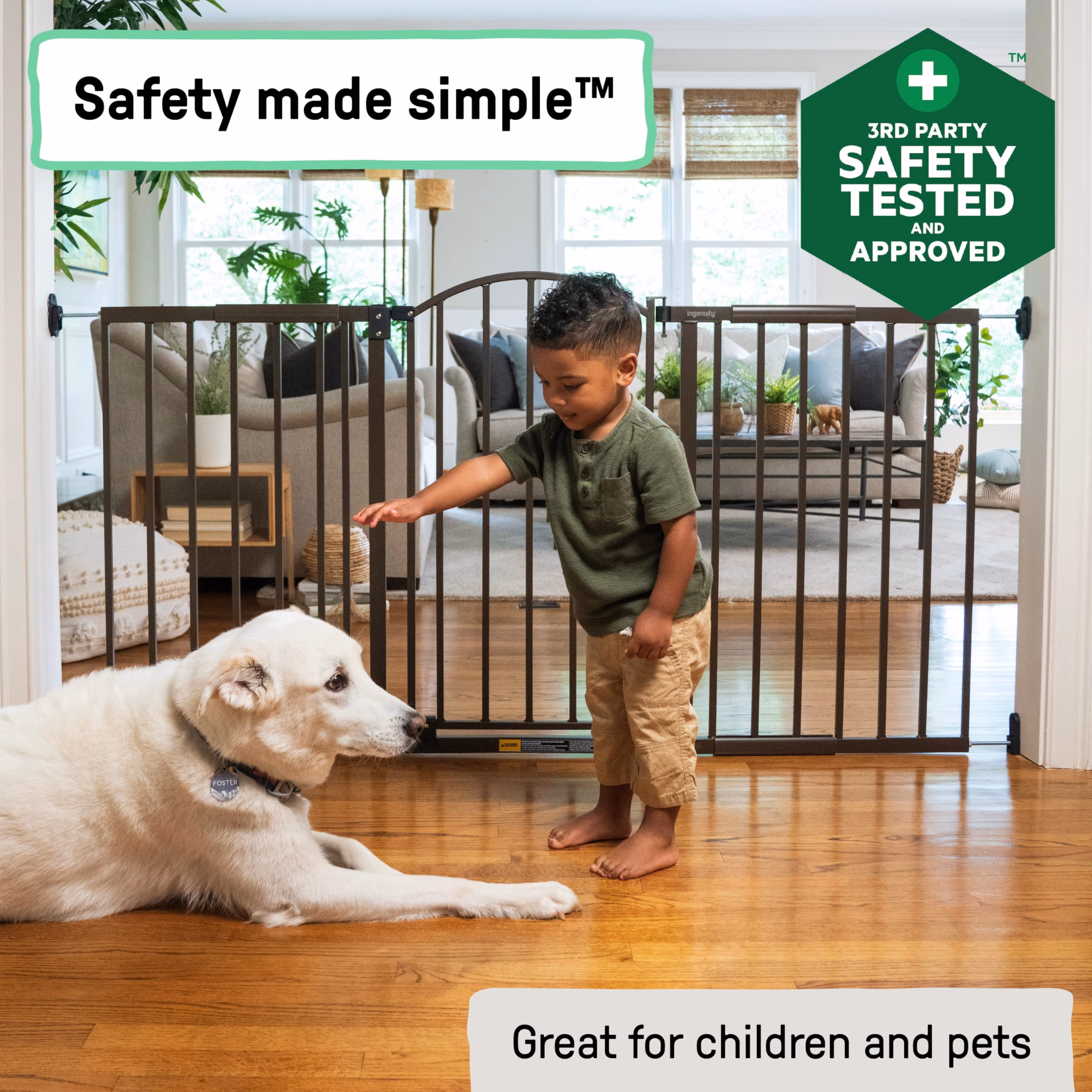 Ingenuity Decorative Extra Wide Baby Gate & Dog Gate 44"-72" 27270 Bronze thumbnail 4