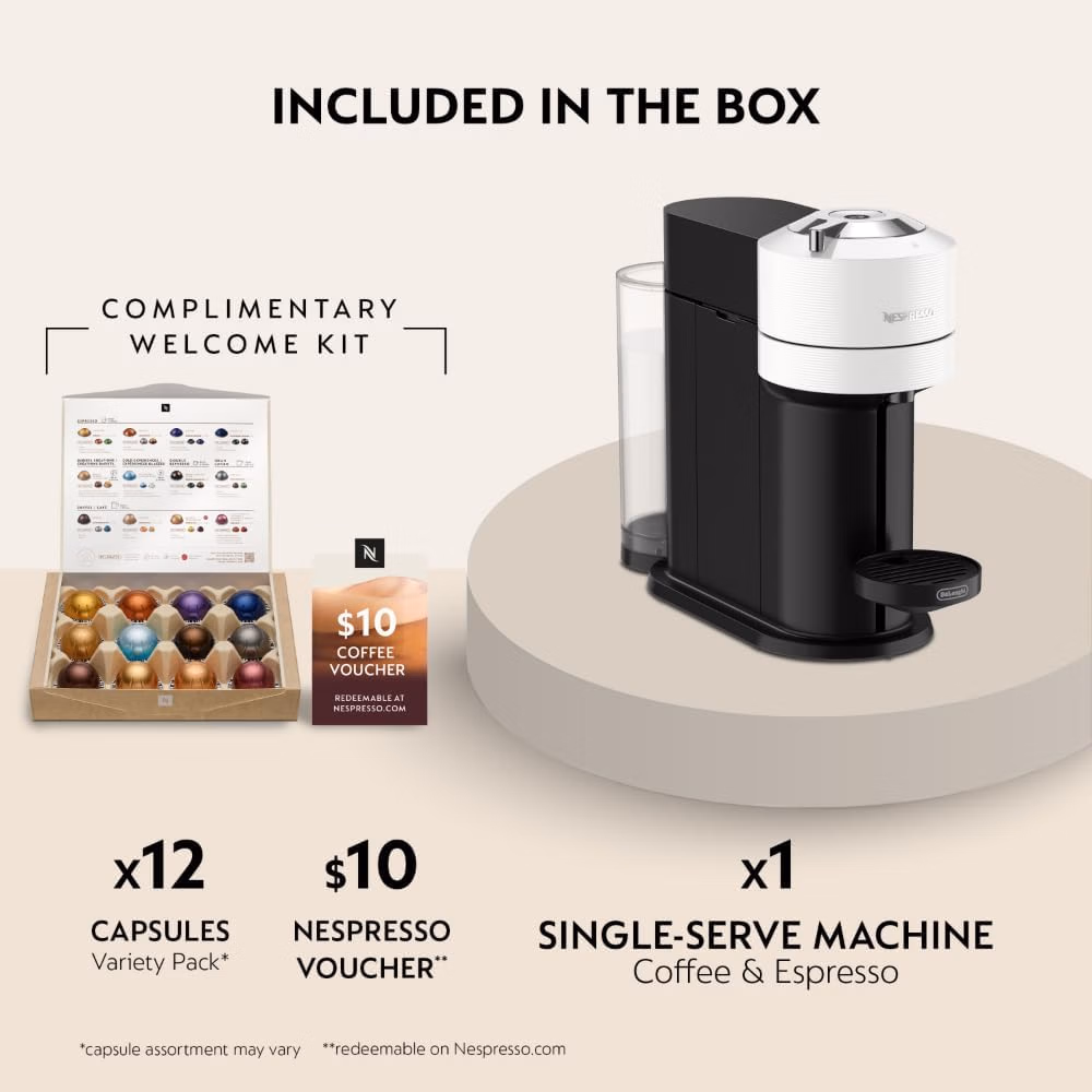 Nespresso Vertuo Next Coffee and Espresso Maker by De'Longhi, White thumbnail 6