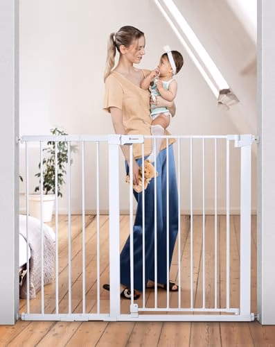 COMOMY 36" Extra Tall Baby Gate for Stairs Doorways BG-01-92CMW White - Main product image