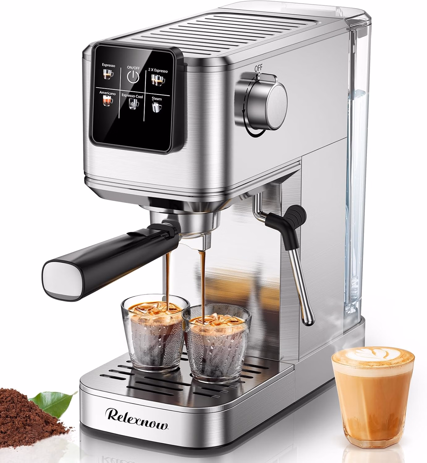 Espresso Machine, 20 Bar Professional Espresso Coffee Maker with Milk Frother Steam Wand, Hot & Iced Coffee Machine, Compact Stainless Steel Coffee Machine for Cappuccino,Latte,Cold Brew - Auction listing
