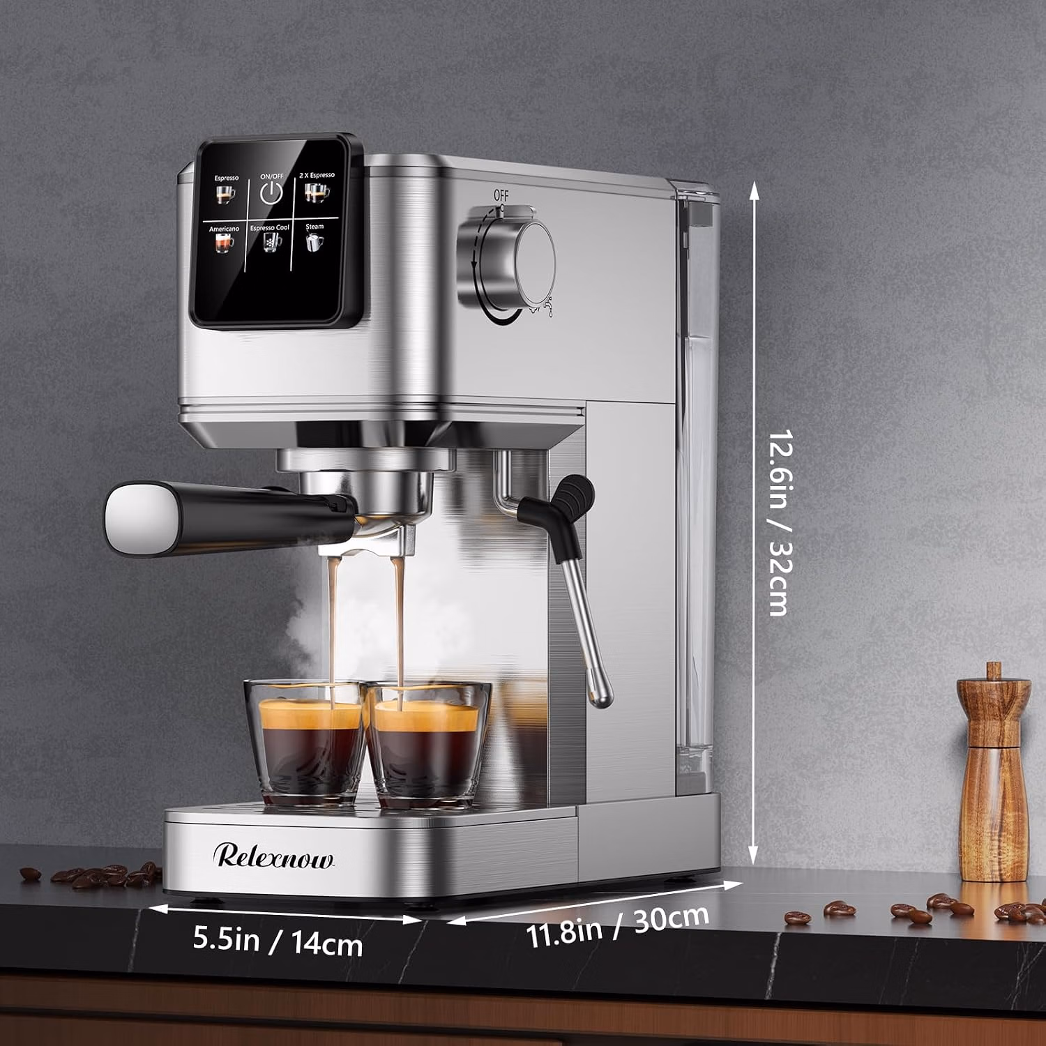 Espresso Machine, 20 Bar Professional Espresso Coffee Maker with Milk Frother Steam Wand, Hot & Iced Coffee Machine, Compact Stainless Steel Coffee Machine for Cappuccino,Latte,Cold Brew thumbnail 6