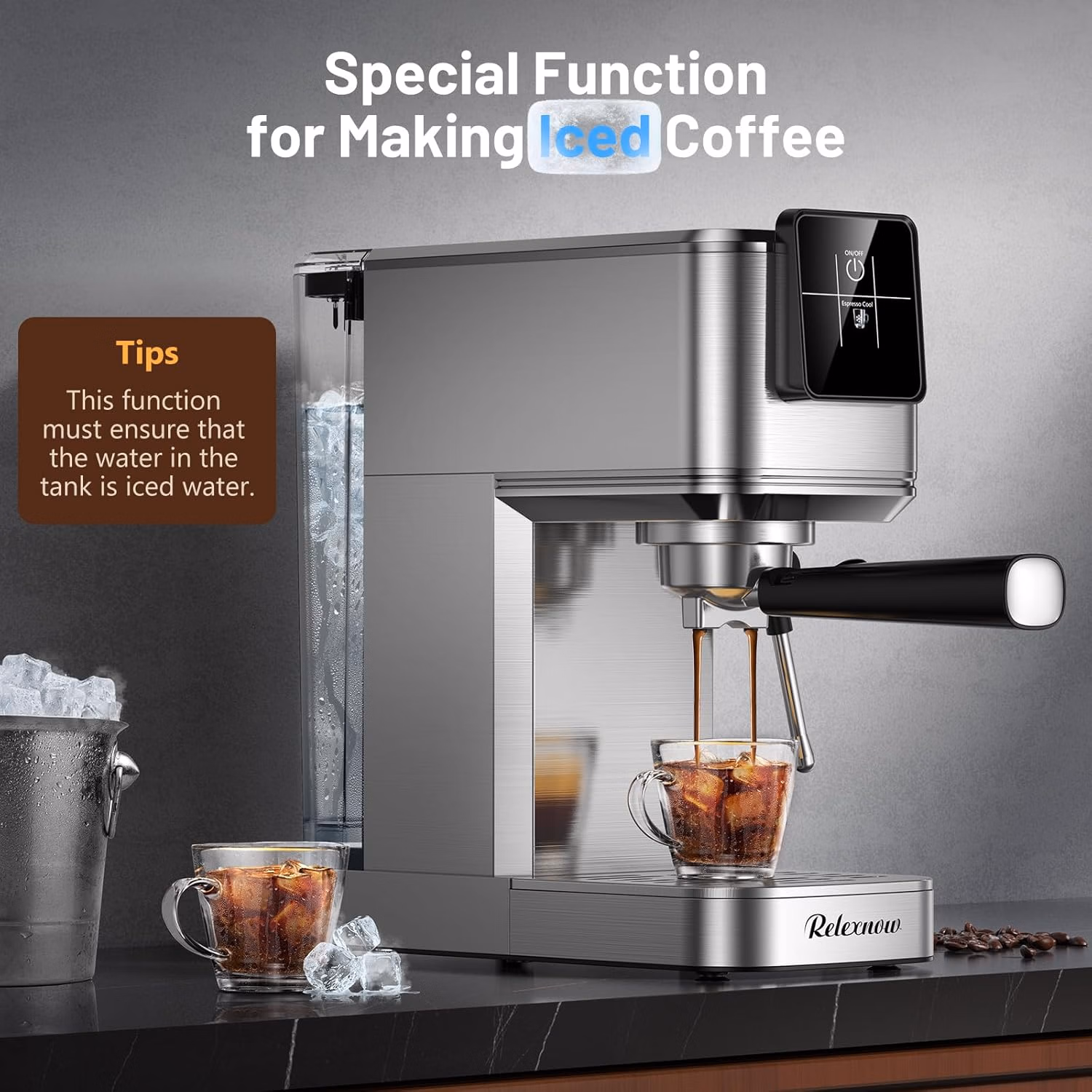 Espresso Machine, 20 Bar Professional Espresso Coffee Maker with Milk Frother Steam Wand, Hot & Iced Coffee Machine, Compact Stainless Steel Coffee Machine for Cappuccino,Latte,Cold Brew thumbnail 4