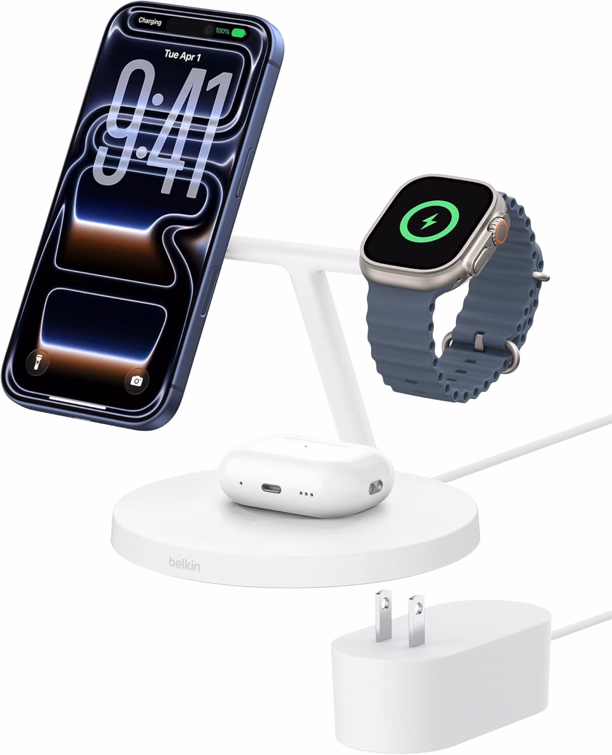 Belkin MagSafe-Compatible Charger Apple Watch iPhone 17 WIZ032ttWH Black thumbnail 1