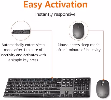 Amazon Basics Ultra Premium Wireless Keyboard and Mouse Combo Black thumbnail 6