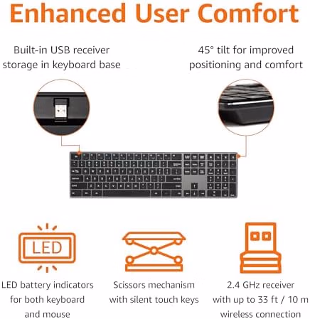 Amazon Basics Ultra Premium Wireless Keyboard and Mouse Combo Black thumbnail 4