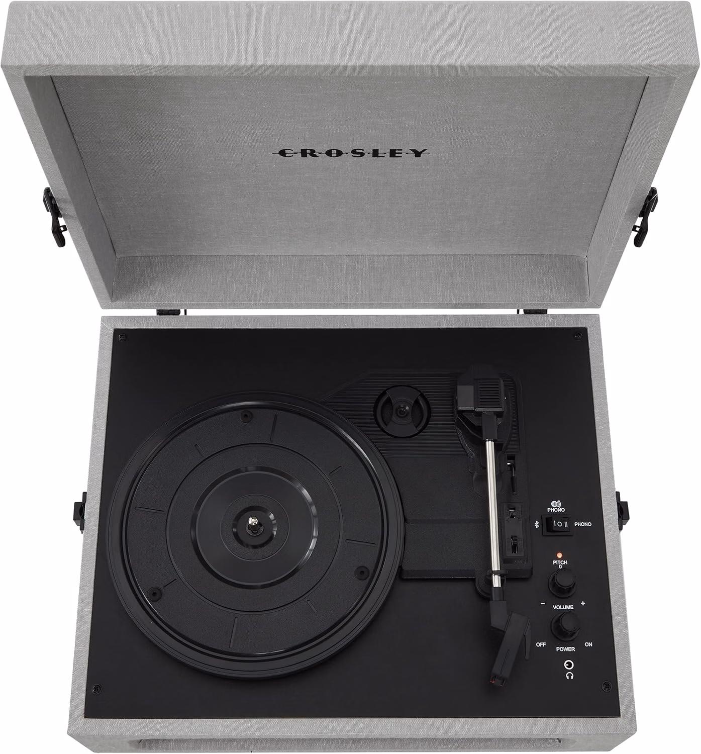 Crosley CR8017B-GY Voyager Vintage Portable Vinyl Record Player Gray thumbnail 3