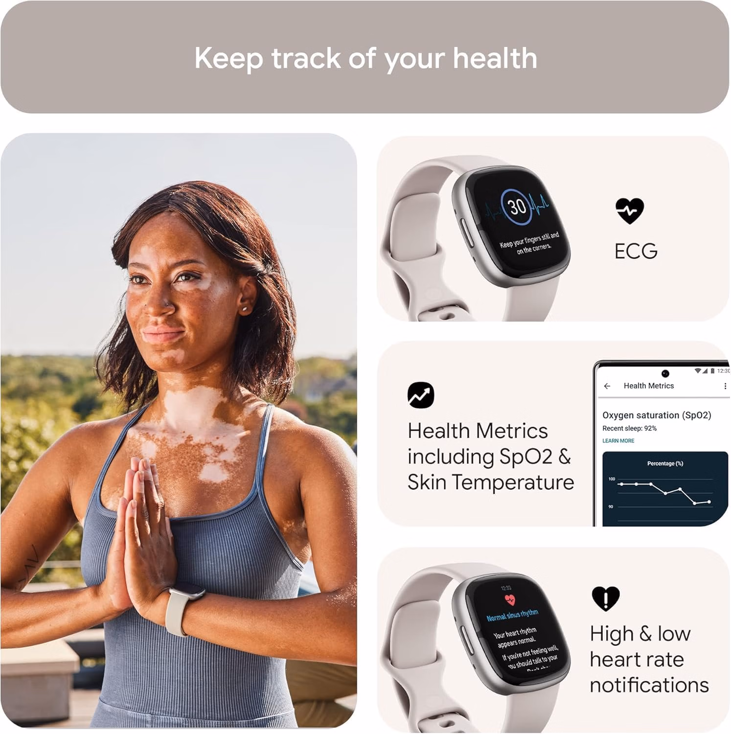 Fitbit Sense 2 Advanced Health and Fitness Blue Mist/Pale Gold thumbnail 6