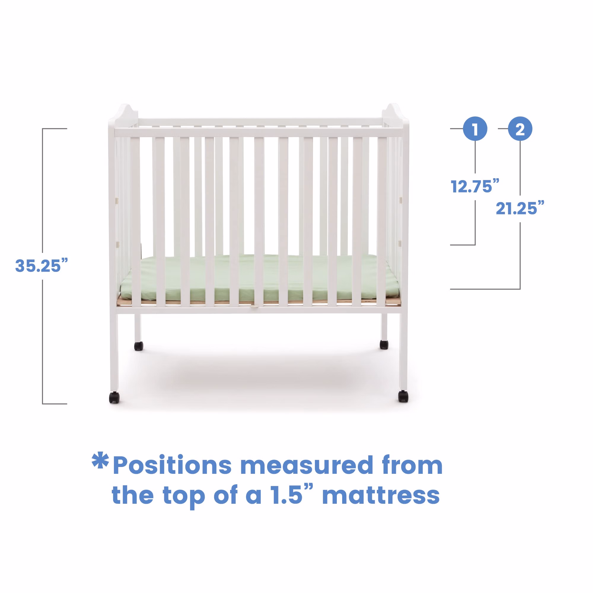 Delta Children Folding Portable Mini Baby Crib with 1.5-inch 4470-100 White thumbnail 3