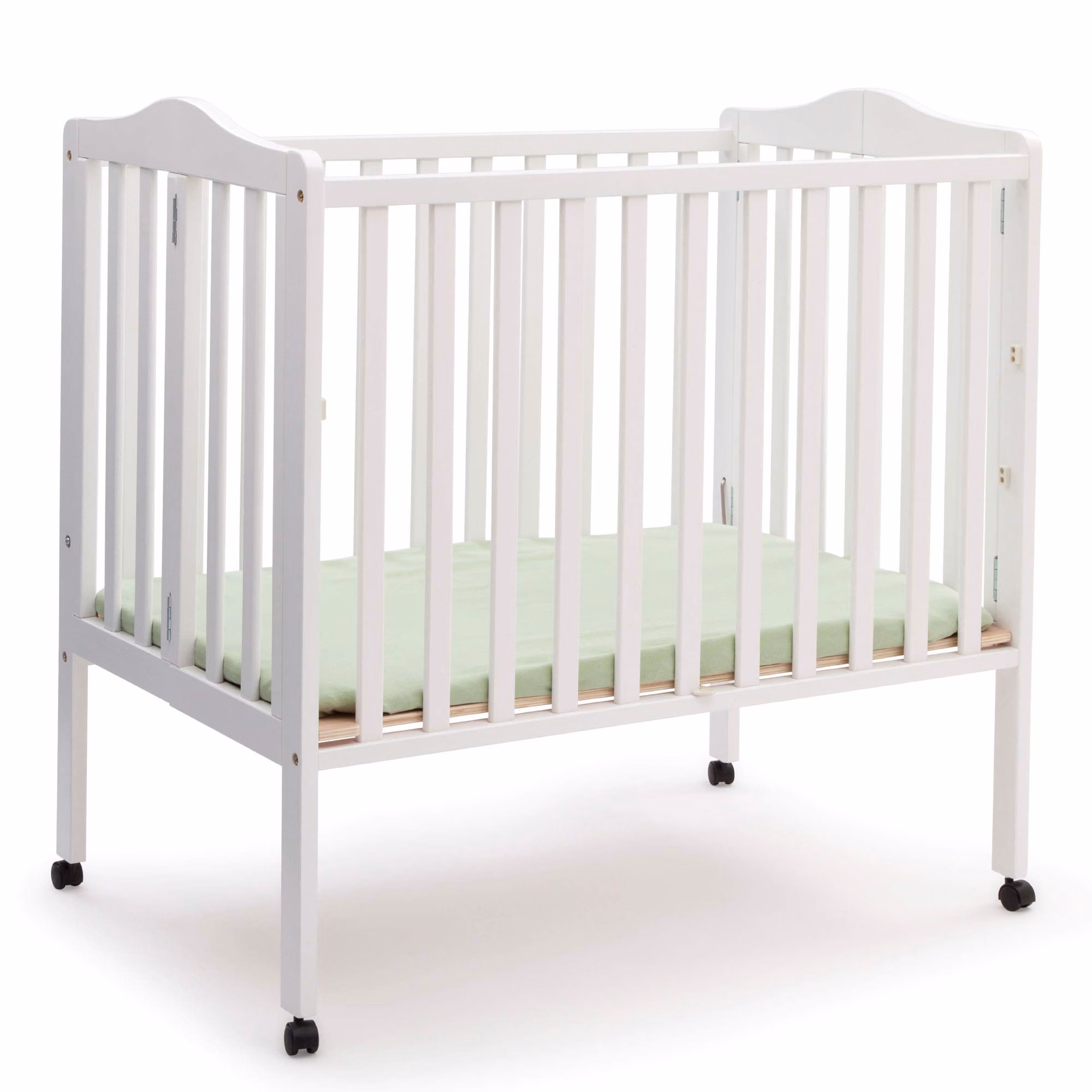 Delta Children Folding Portable Mini Baby Crib with 1.5-inch 4470-100 White - Main product image