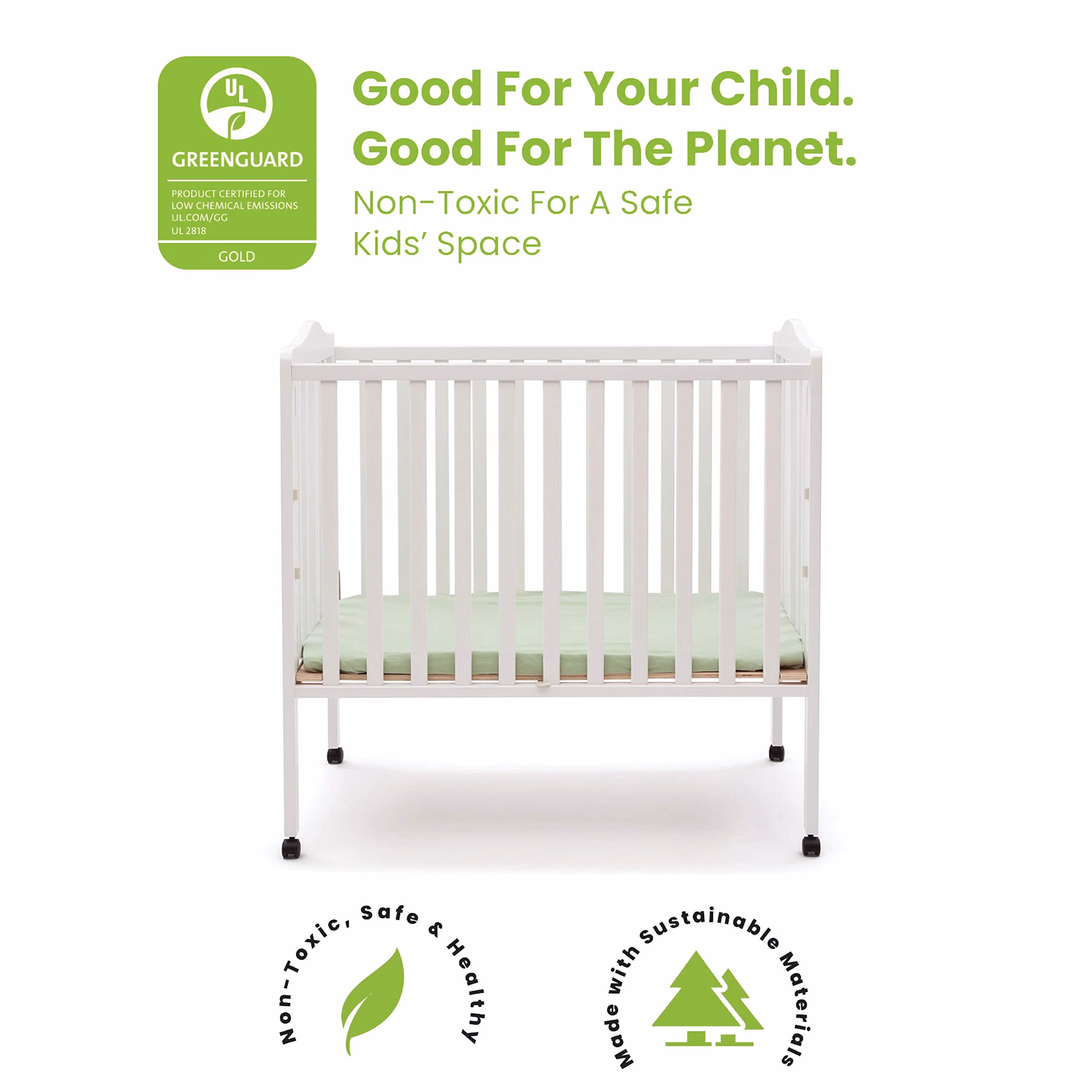 Delta Children Folding Portable Mini Baby Crib with 1.5-inch 4470-100 White thumbnail 4
