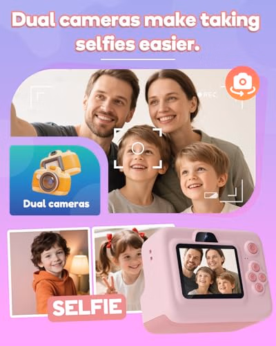 Dylanto Kids Camera Instant Print,1080P Kids Instant Cameras that BLL2 Pink thumbnail 4