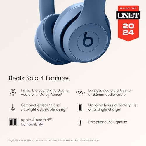 Beats Solo 4 MUW43LL/A Slate Blue Up to 50-Hour Battery Life thumbnail 3
