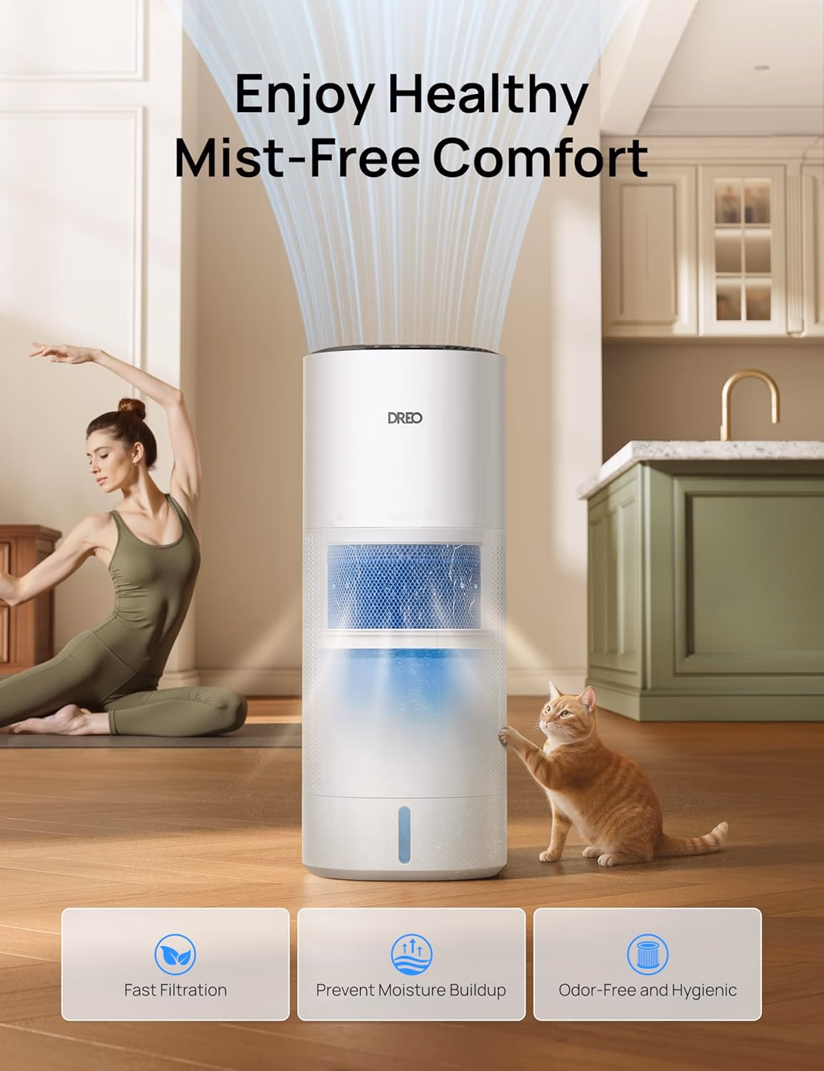 DREO Smart Evaporative Humidifier Large Room up 10L DR-HHM014S White thumbnail 6