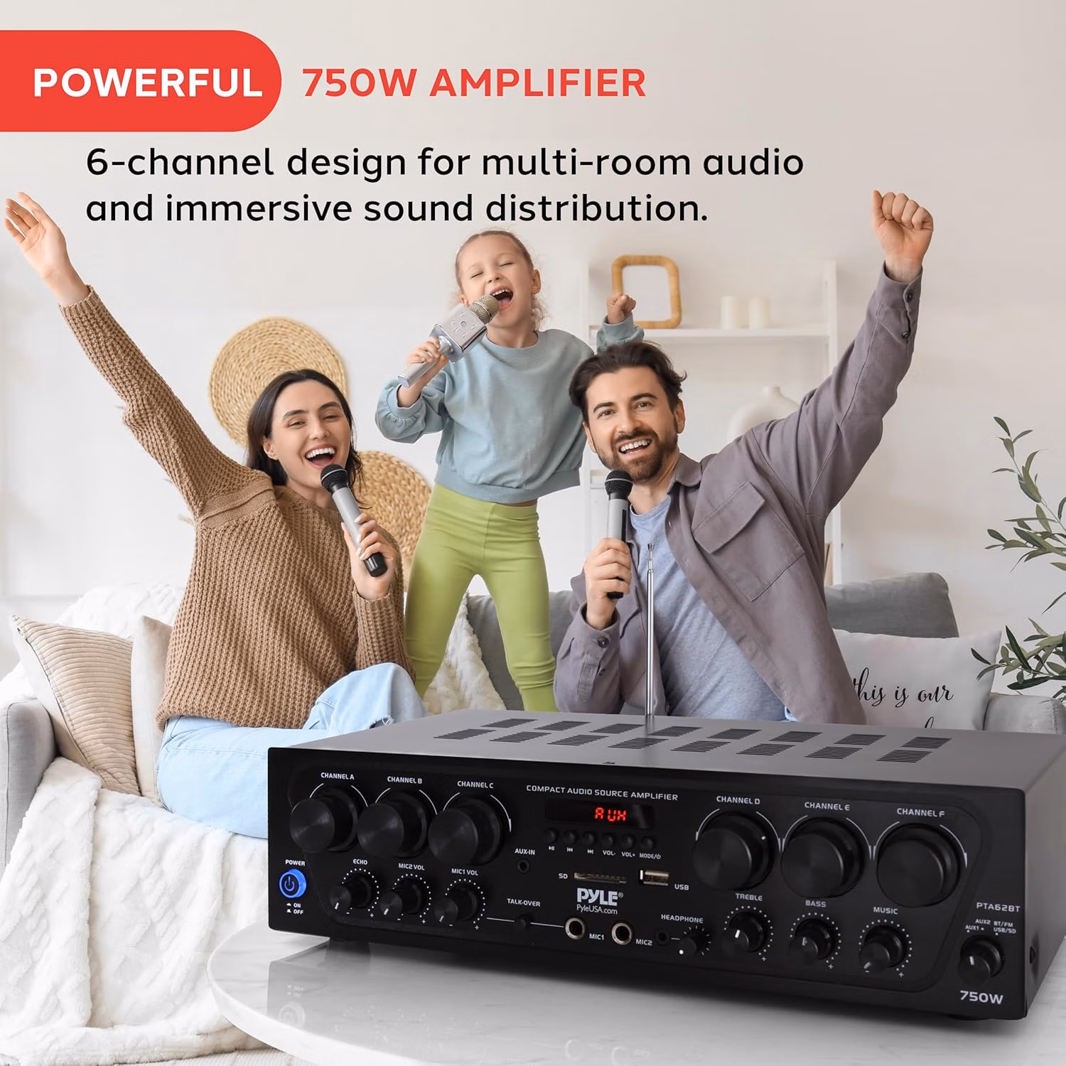 Pyle Bluetooth Wireless Home Amplifier System Micro SD PTA62BT.5 thumbnail 6