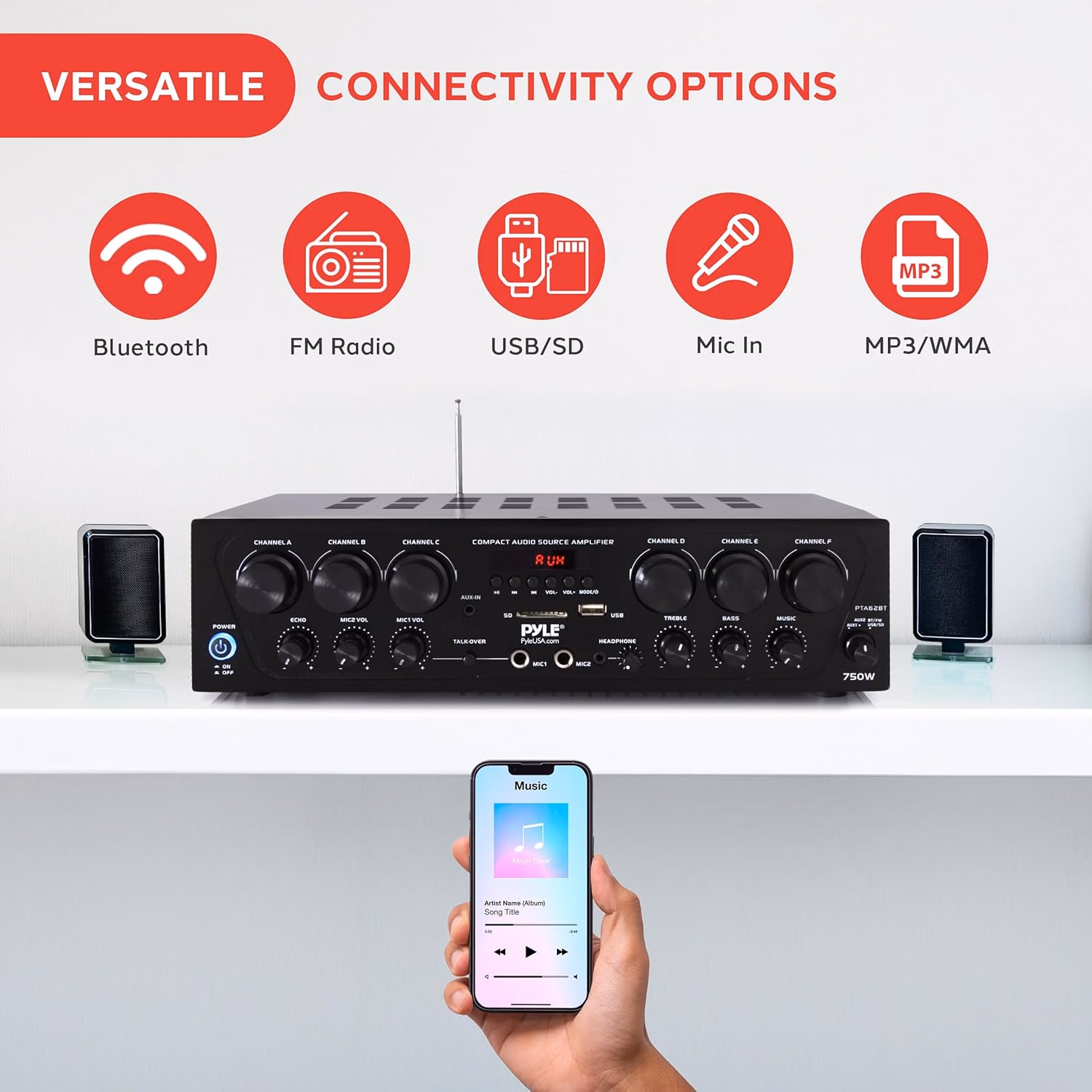 Pyle Bluetooth Wireless Home Amplifier System Micro SD PTA62BT.5 thumbnail 3