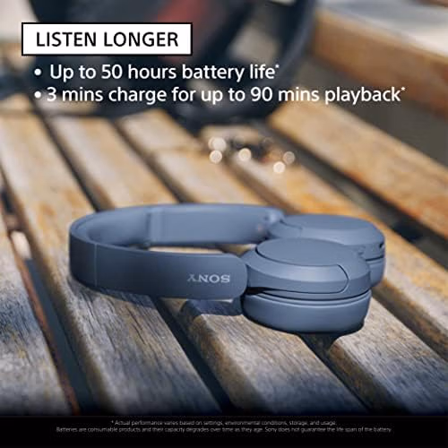Sony Wireless Headphones Bluetooth On-Ear Headset WH-CH520 Blue thumbnail 3