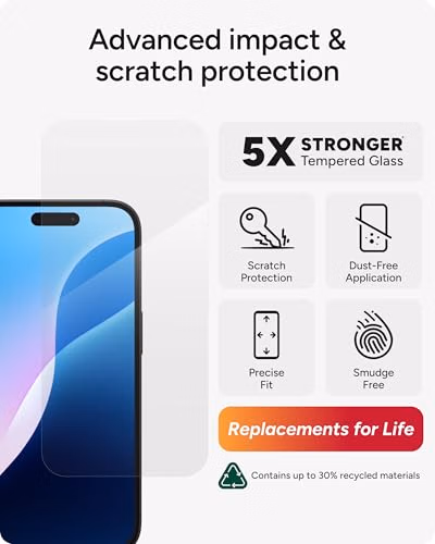 ZAGG Glass Elite Screen Protector for iPhone 16/15-5X Stronger 200114858 thumbnail 4