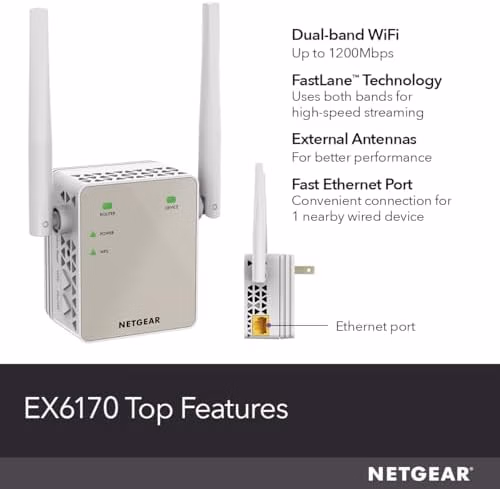 NETGEAR Dual-Band WiFi 5 Range Extender EX6170 White thumbnail 3