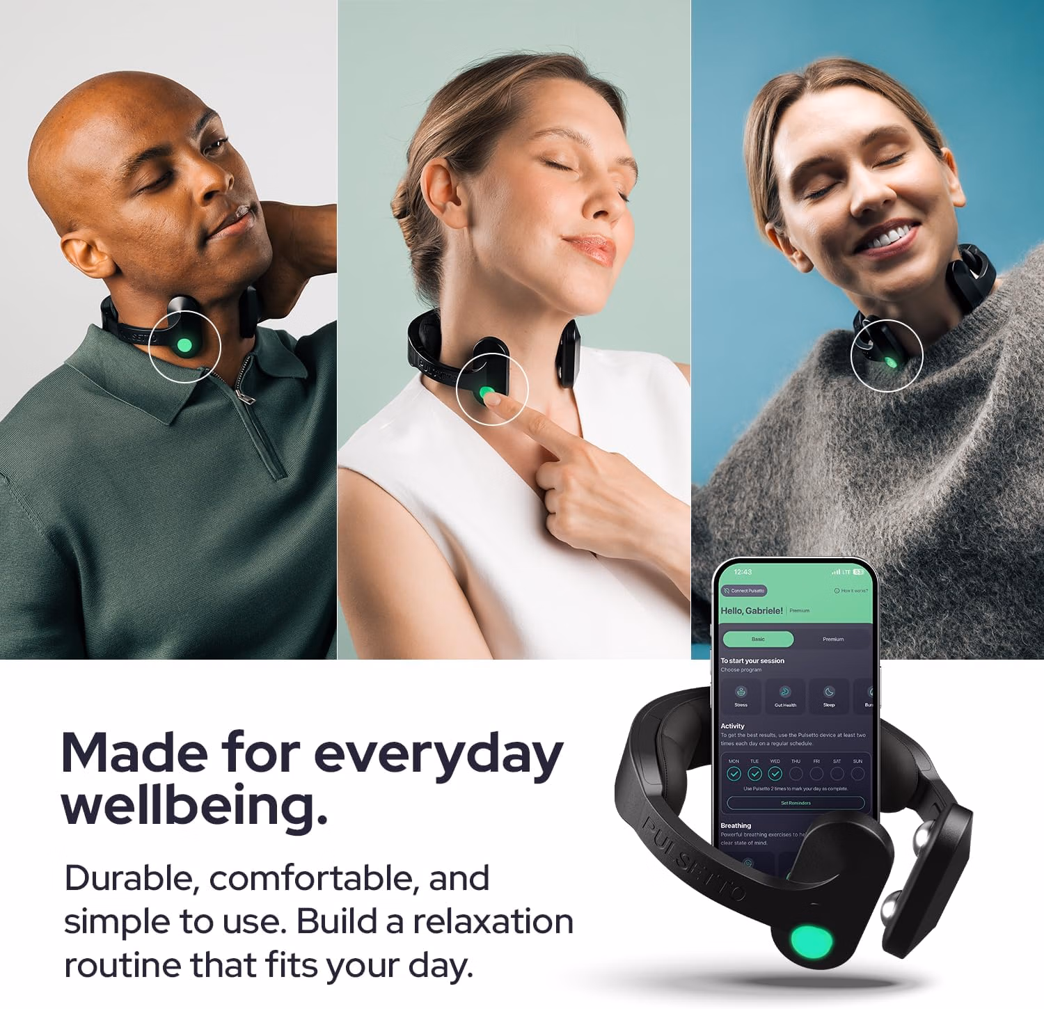 Pulsetto FIT Wellness Wearable with Vagus Nerve Support – Patented Neuro Technology for Relaxation, Stress Balance, Focus, and Restful Sleep thumbnail 6