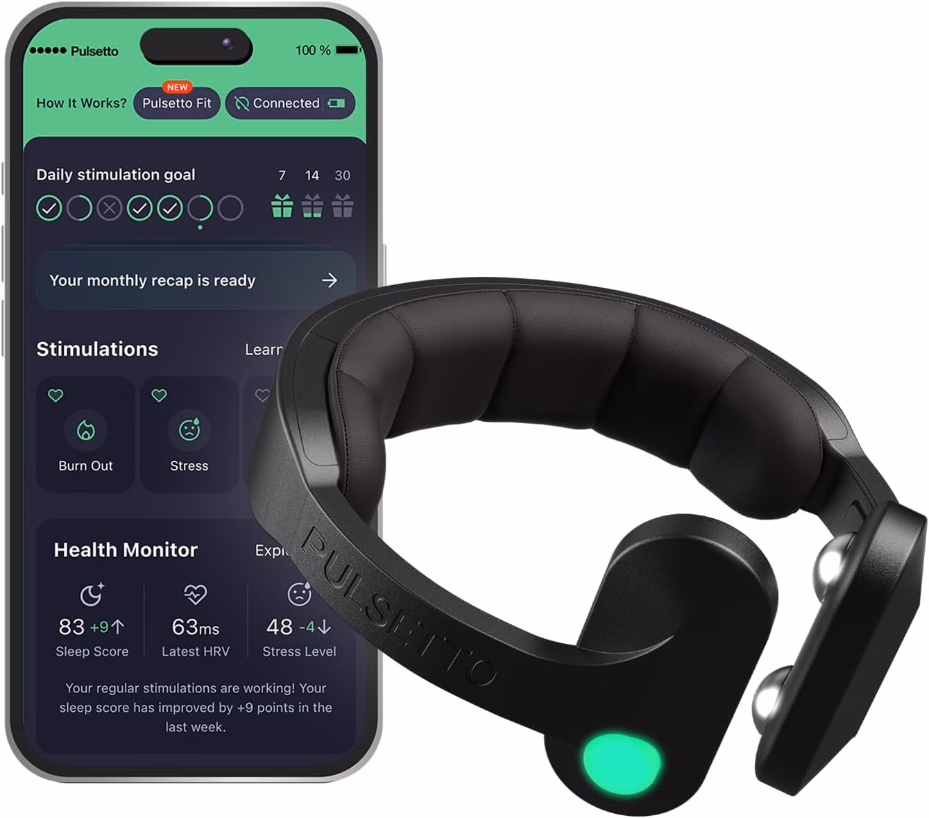 Pulsetto FIT Wellness Wearable with Vagus Nerve Support – Patented Neuro Technology for Relaxation, Stress Balance, Focus, and Restful Sleep - Auction listing