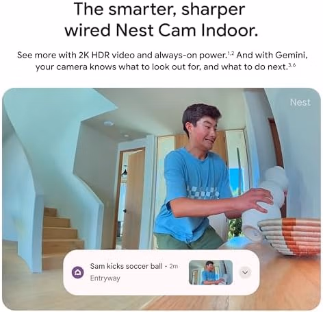 Google Nest Cam Indoor Wired Night Vision 3rd Gen 2-Way Audio 2025 Model Hazel thumbnail 4