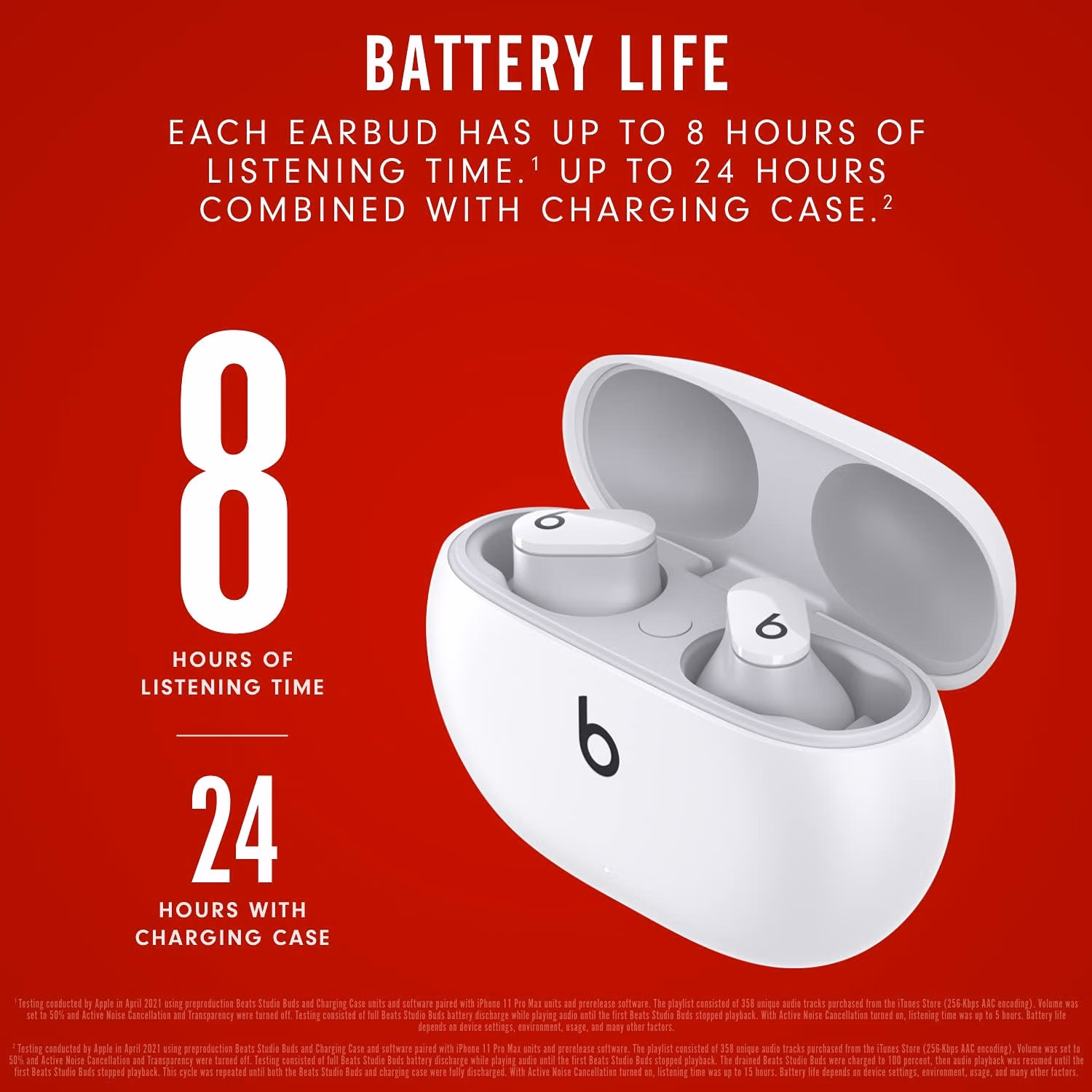 Beats Studio Buds - True Wireless Noise Cancelling Earbuds - Compatible with Apple & Android, Built-in Microphone, IPX4 Rating, Sweat Resistant Earphones, Class 1 Bluetooth Headphones - White thumbnail 5