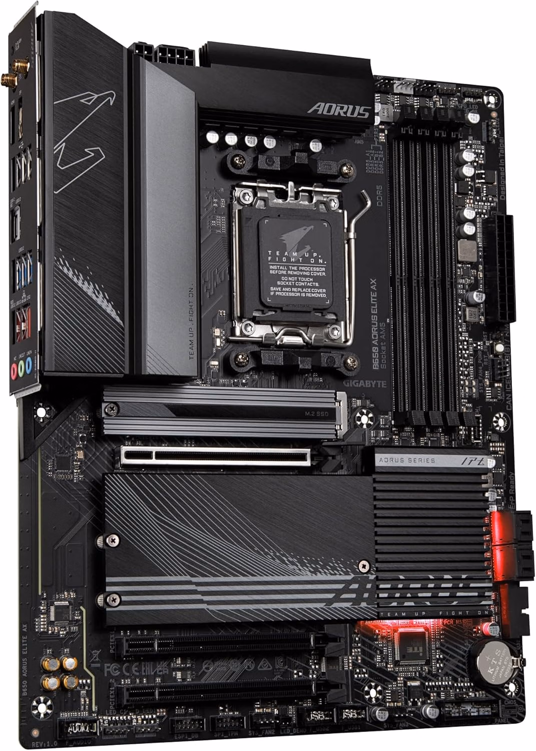 GIGABYTE B650 AORUS Elite AX AMD AM5 ATX Motherboard, Support Ryzen 9000/8000/7000 Series, DDR5, 14+2+1 Power Phase, PCIe 5.0 M.2, USB-C 3.2 Gen 2, WIFI6E, 2.5GbE, EZ-Latch, Q-Flash, RGB Fusion thumbnail 6
