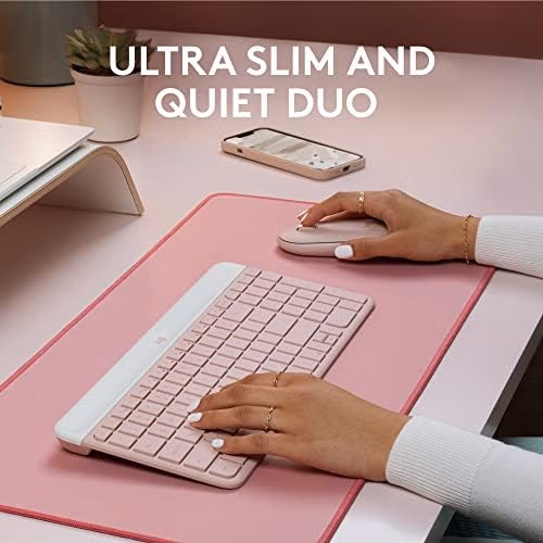 Logitech MK470 Slim Wireless Keyboard and Mouse Combo Ultra Quiet Rose thumbnail 4