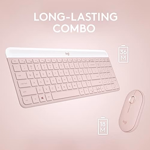 Logitech MK470 Slim Wireless Keyboard and Mouse Combo Ultra Quiet Rose thumbnail 6