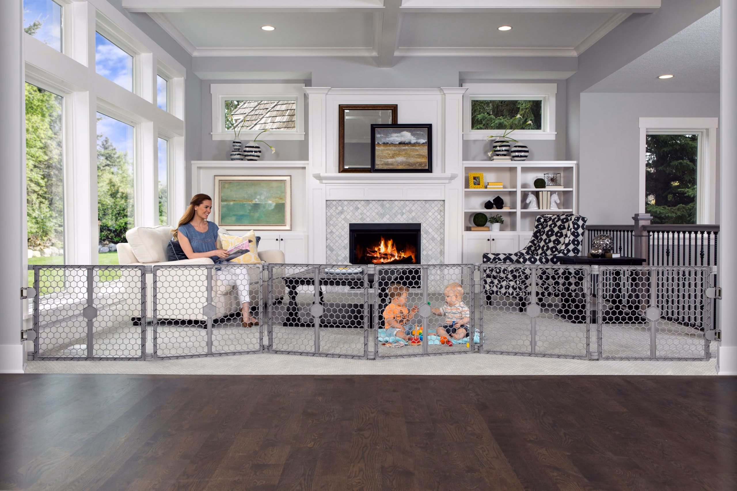 Regalo Safety 192" Super Wide Baby Gate & Play Yard Toddlers Pets 1360 DS Gray - Main product image
