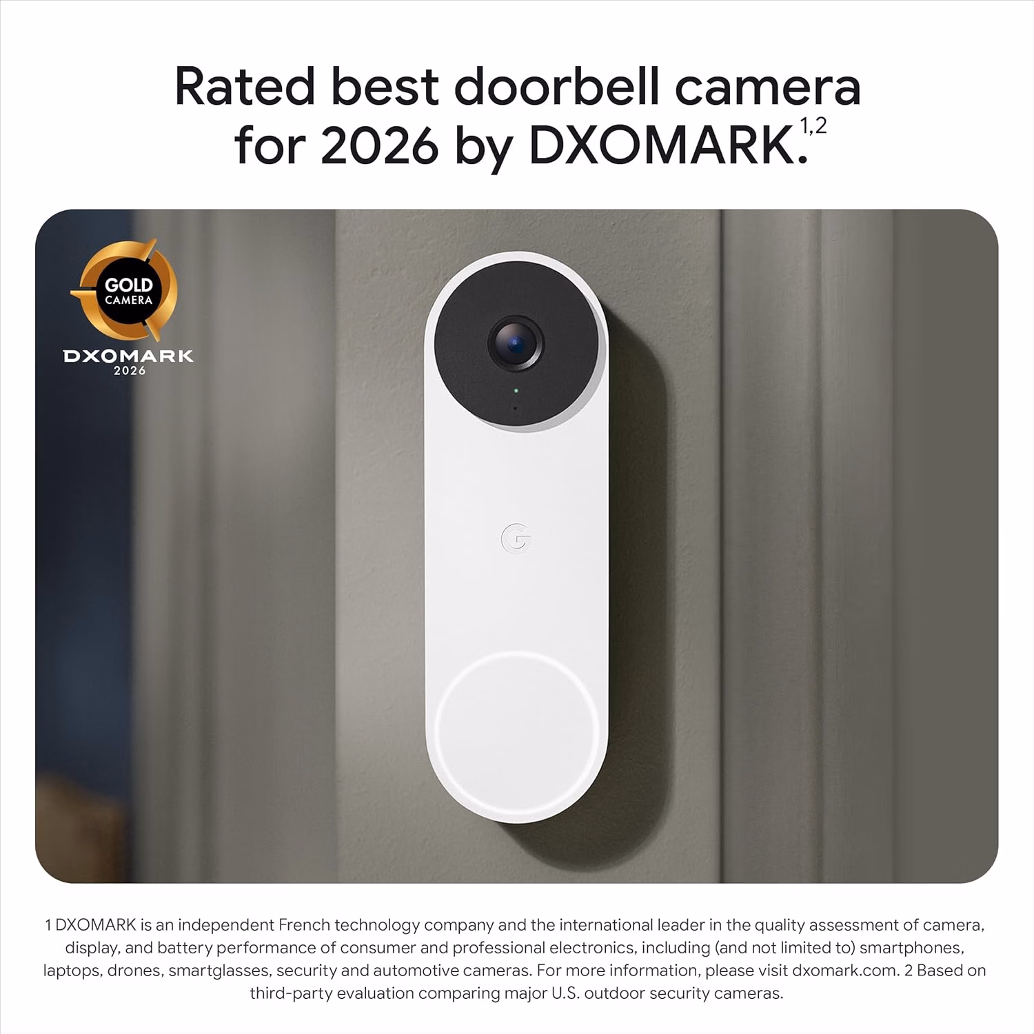 Google Nest Doorbell Wired Live View 3rd Gen 2K Video and Gemini Snow thumbnail 3