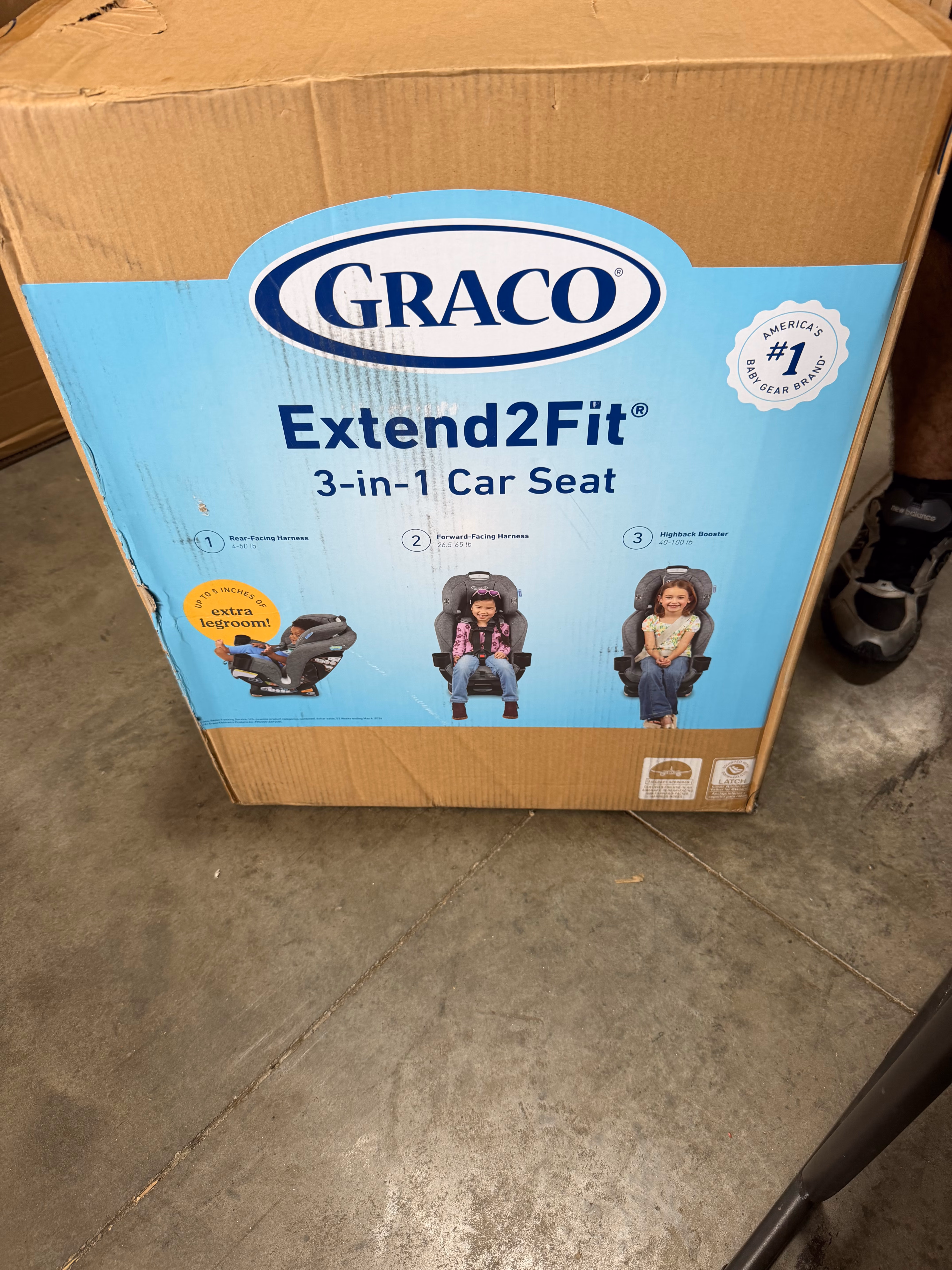 Graco Extend2Fit 3-in-1 Convertible Car Seat, 3 Modes – Rear Facing, Forward Facing Baby Car Seat and Highback Booster Seat, Adjustable Extension Panel for Extra Legroom, Cullen thumbnail 6