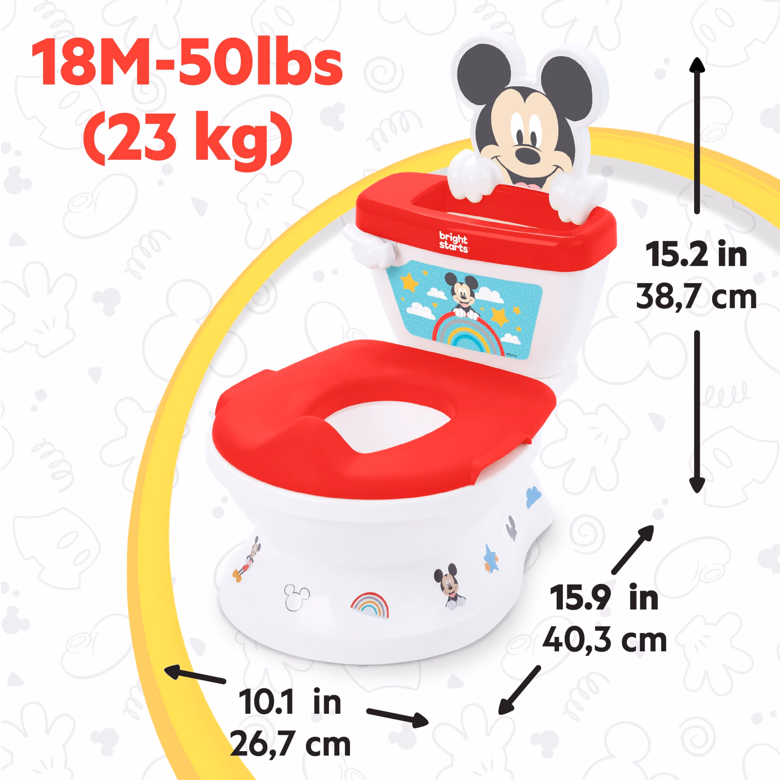 Bright Starts Disney Junior Mickey Mouse My Size Potty Training Toilet, Toddler Potty Chair with Flushing & Cheering Sounds, Removable Seat with Splash Guard & Handles, Ages 18+ Months, Up to 50 lbs thumbnail 3