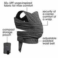 Boppy Baby Carrier - ComfyFit, Heathered Gray, Hybrid Wrap, 3 Carrying Positions, 0m+ 8-35lbs, Soft Yoga-Inspired Fabric with Integrated Storage Pouch thumbnail 3