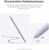 Samsung Galaxy S25 Ultra S Pen, Ergonomic Design, Air Command, Touch Stylus, Phone Navigation, US Version, EJ-PS938BSEGUJ, Light Silver thumbnail 3