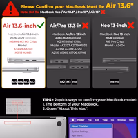 EooCoo Case Compatible with MacBook Air 13 inch M5 2026-2022 M4 M3 M2 A3449 A3240 A3113 A2681, Crystal Hard Shell Scratch Resistant Protective Cover Compatible for MacBook Air 13.6 inch Case, Clear thumbnail 2