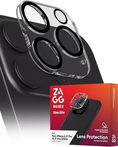ZAGG Glass Elite Anti-Glare Camera Lens Protector for iPhone 16 Pro Max / 16 Pro - Anti-Reflective Glass, 5X Stronger, Smudge-Free, Eco-Friendly, Easy Installation