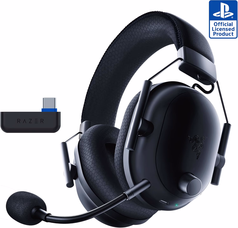 Razer BlackShark V2 Pro Wireless PlayStation Gaming Headset: 50mm Drivers - Super Wideband Mic - Noise Isolating Earcups - For PS5, Nintendo Switch 2, PC, Mac - Bluetooth, USB-C - 70hr Battery – Black
