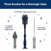 Dr. Brown's Silicone Cleaning Brush Set with Bottle, Spout, and Straw Brush, 3 Brushes to Clean Baby Bottles, Spouts, Nipples, and Straws, BPA Free – 3-Pack thumbnail 3