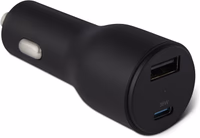 Amazon Basics Fast-Charging Car Charger, Dual-Port, 1 USBC+1 USB-A, 48W, Black thumbnail 1