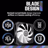 Cooler Master MF120 Lite 120mm PC Case Fan|Liquid Cooler|Air Cooler 3-Pack, 120mm aRGB Lighting, aRGB Splitter, Dynamic PWM 1,750 RPM, Air Balance Blades, Hybrid | PBT Frame thumbnail 3