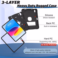 Rantice [Military-Grade Shockproof] Case for iPad 11-inch 11th Generation 2025 & iPad 10th Generation 10.9", Heavy Duty Rugged Protective Cover with Sturdy Kickstand & Pencil Holder, Black thumbnail 2
