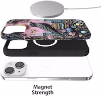 Case Compatible with iPhone 15,Compatible with MagSafe,Glossy Fall Prevention Hybrid 2-Layer Hard Shell Cases for Girls Boys,Skull Bookshelf Floral Butterfly thumbnail 3
